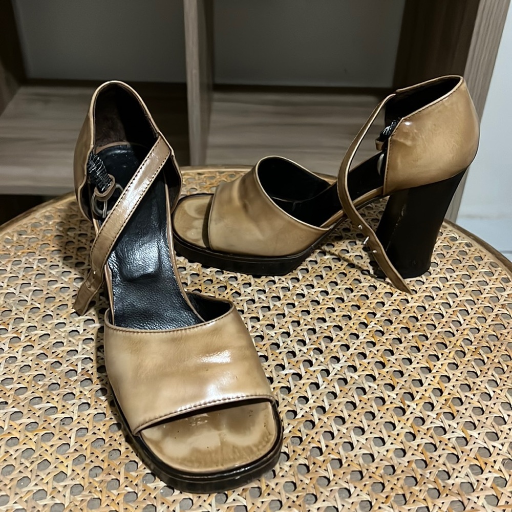 leather high heels